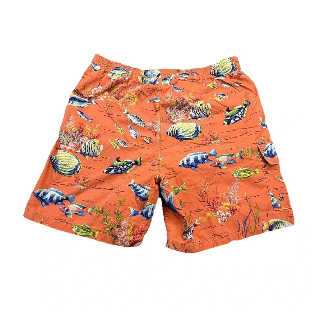 Vintage Polo Ralph Lauren swimming trunks Reef all over print Medium‎ Orange